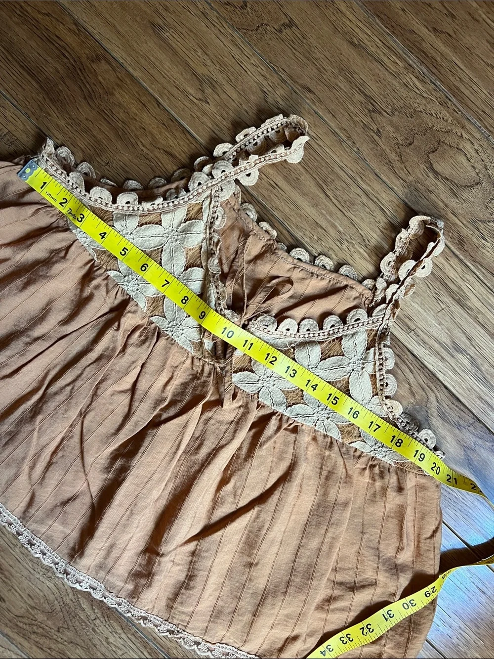 Peach Crochet-Trim Sleeveless Dress